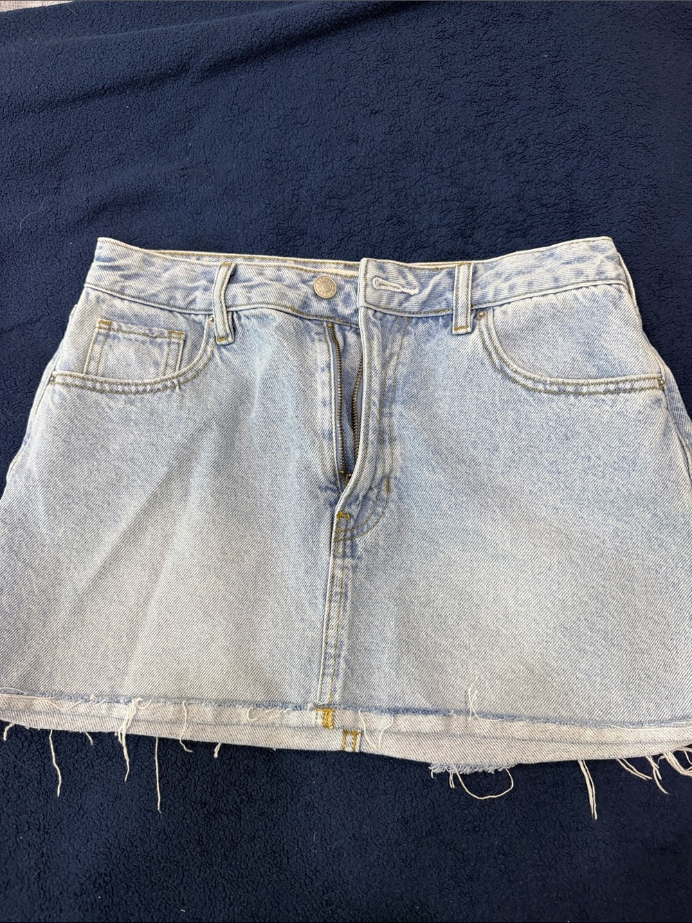 PacSun Light Wash Denim Mini Skirt - Frayed Hem